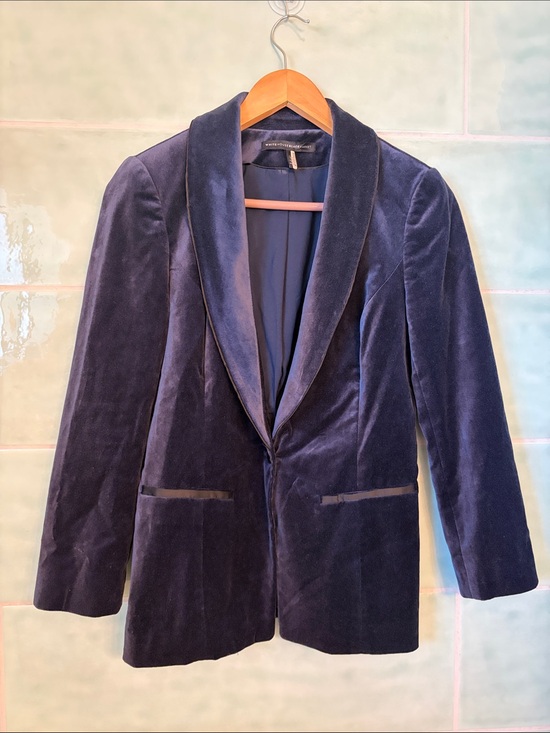 White House Black Market Jackets & Blazers - White House Black Market Velvet Blazer - Navy Blue